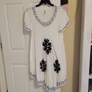 White by India Boutique Free Size embroidered detail sheer crepe like fabric